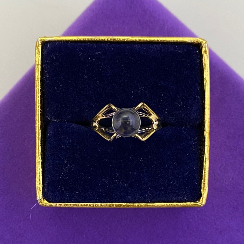💛 Antique 925 Gold Vermeil Pools of Light Ring | Crystal Ball 🔮 Art Deco